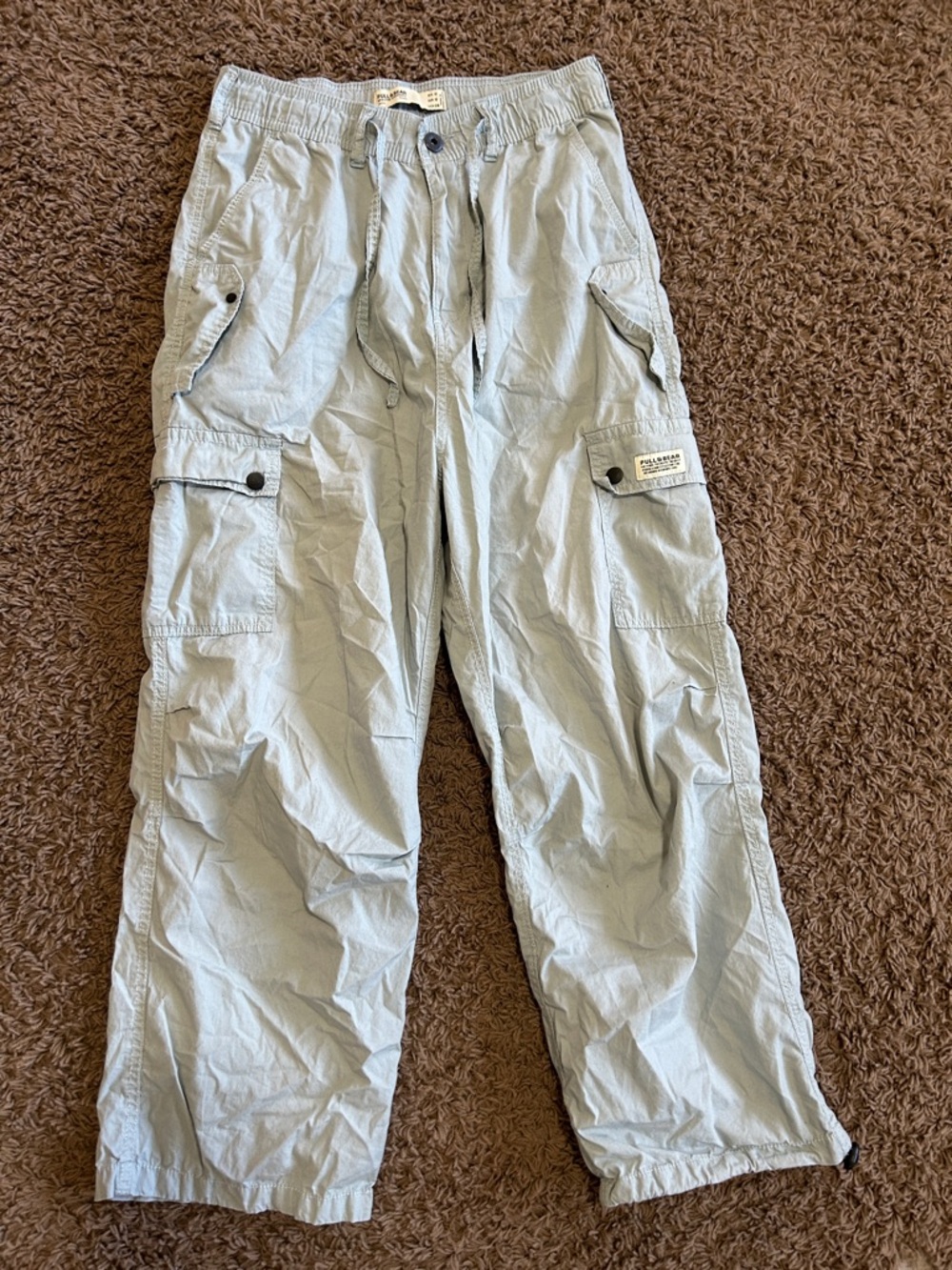 Pull&Bear Gray/Blue Casual Drawstring Pants
